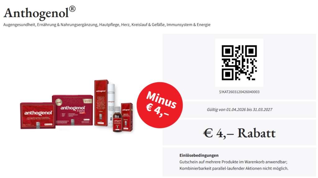 Anthogenol 4€ Rabatt Bis 31.03.2027