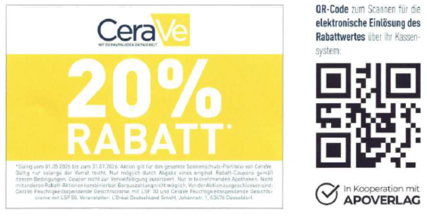 CeraVe 20% Rabatt Bis 31.07