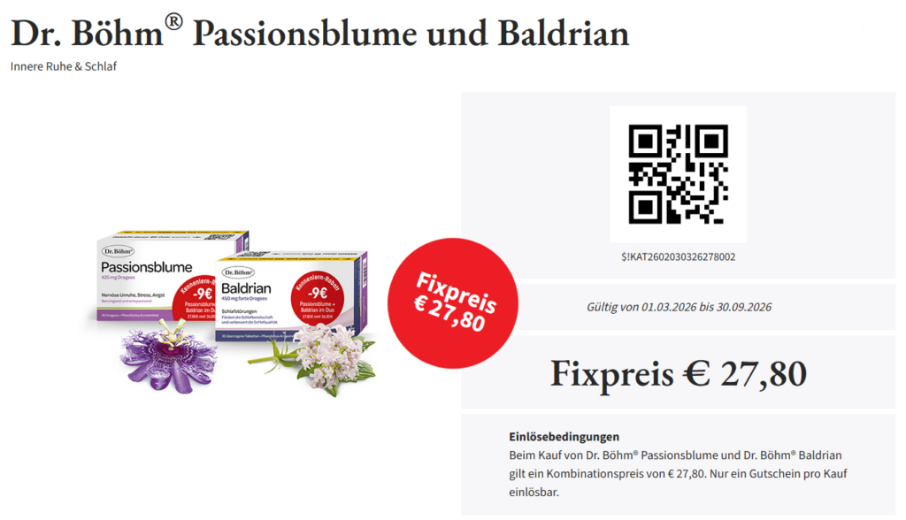 Dr. Böhm Passionsblume und Baldrian 27,80€ Bis 30.09