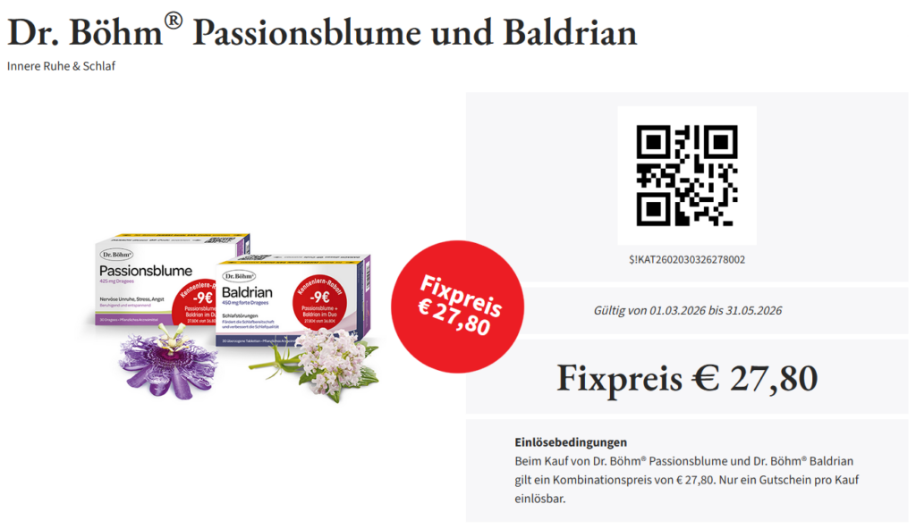 Dr Böhm Passionsblume und Baldrian Fixpreis 27,80€ Bis 31.05