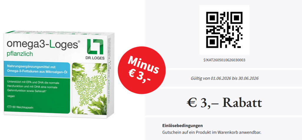 Omega3-Loges 3€ Rabatt bis 30.06