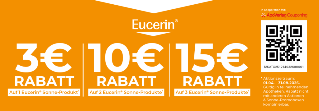 Eucerin Sonne 1 Produkt 3€ Rabatt 2 Produkte 10€ Rabatt 3 Produkte 15€ Rabatt Bis 31.08