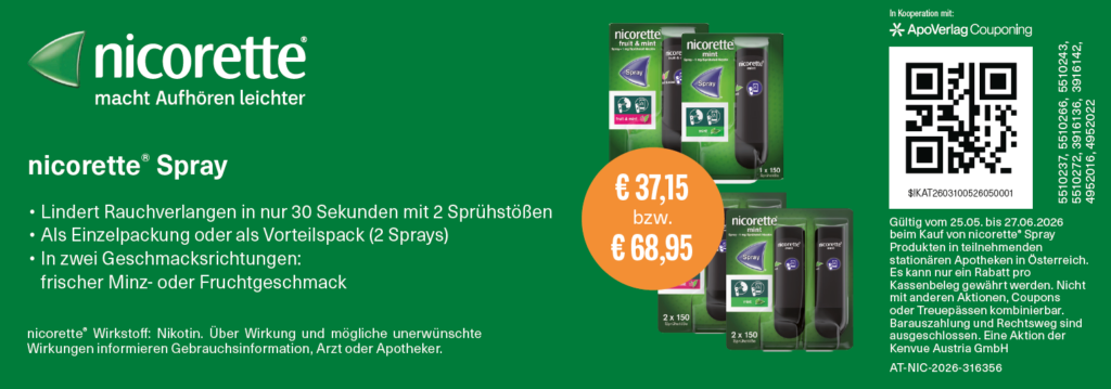 Nicorette 1 oder 2 Sprays, 37,15€ bzw. 68,95€ Bis 27.06