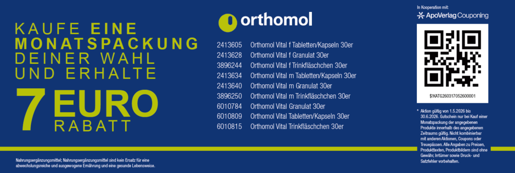 Orthomol 7€ Rabatt auf Monatspackung Ihrer Wahl Bis 30.06