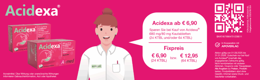 Acidexa Fixpreis 24 KTBL 6,90€ 64 KTBL 12,95€ Bis 31.01.2026