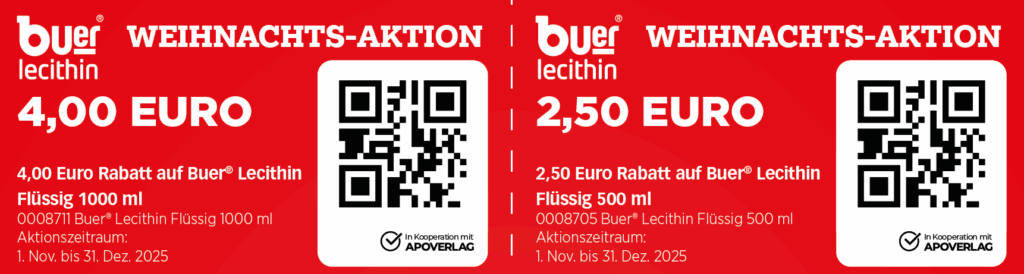 Buer 4€ Rabatt auf Buer Lecithin Flüssig 1000 ml 2€ Rabatt auf Buer Lecithin Flüssig 500 ml Bis 31.12