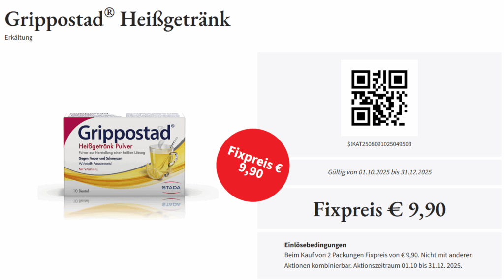 Grippostad Heißgetränk Fixpreis 9,99€ Bis 31.12