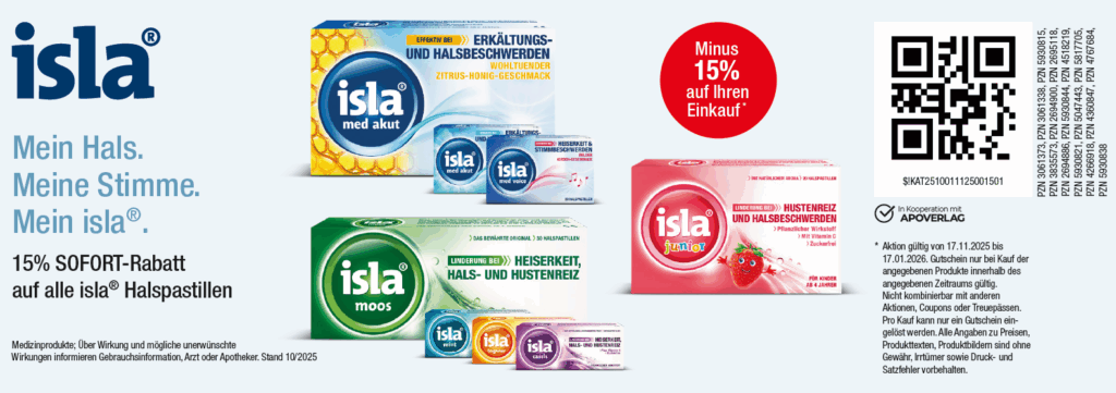 Isla Halspastillen Minus 15% auf Einkauf Bis 17.01.2026