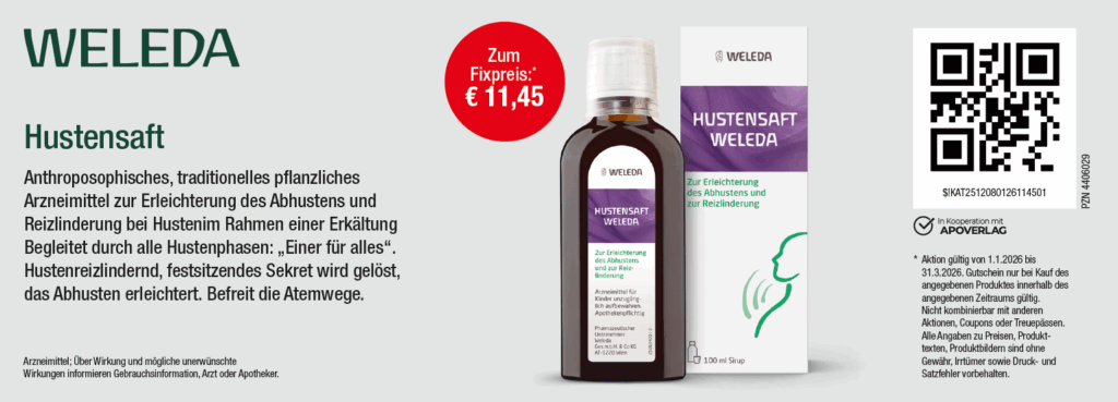Weleda Hustensaft Fixpreis 11,45€ 1.1 - 31.3.2026