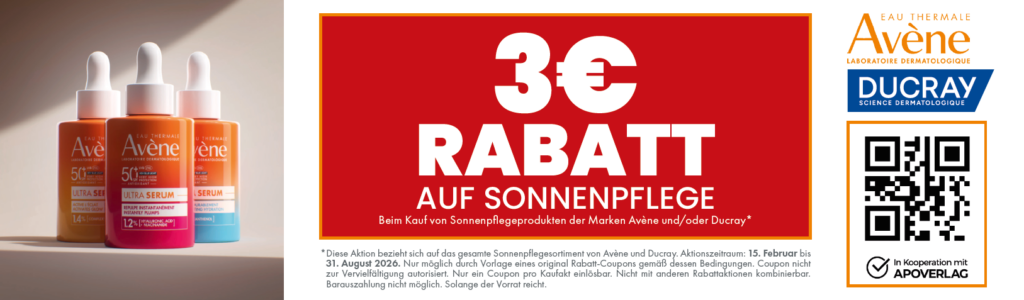 Avene 3€ Rabatt auf Sonnenpflege Bis 31. August 2026