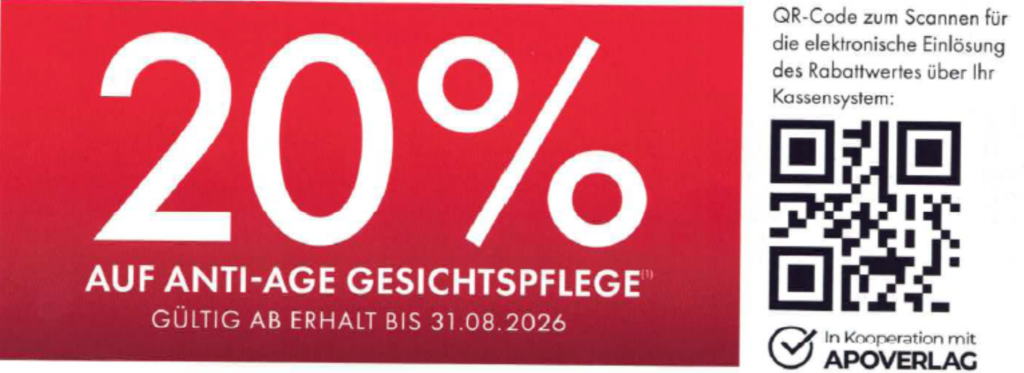20% auf Anti-Age Gesichtspflege Bis 31.08